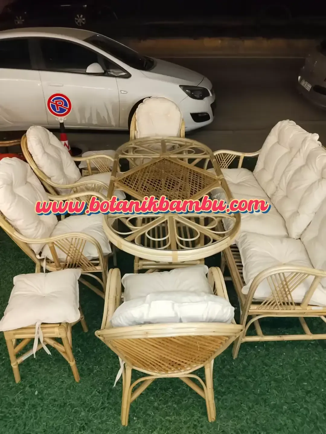 İzmir bambu bahçe balkon mobilyaları 7 kişilik
